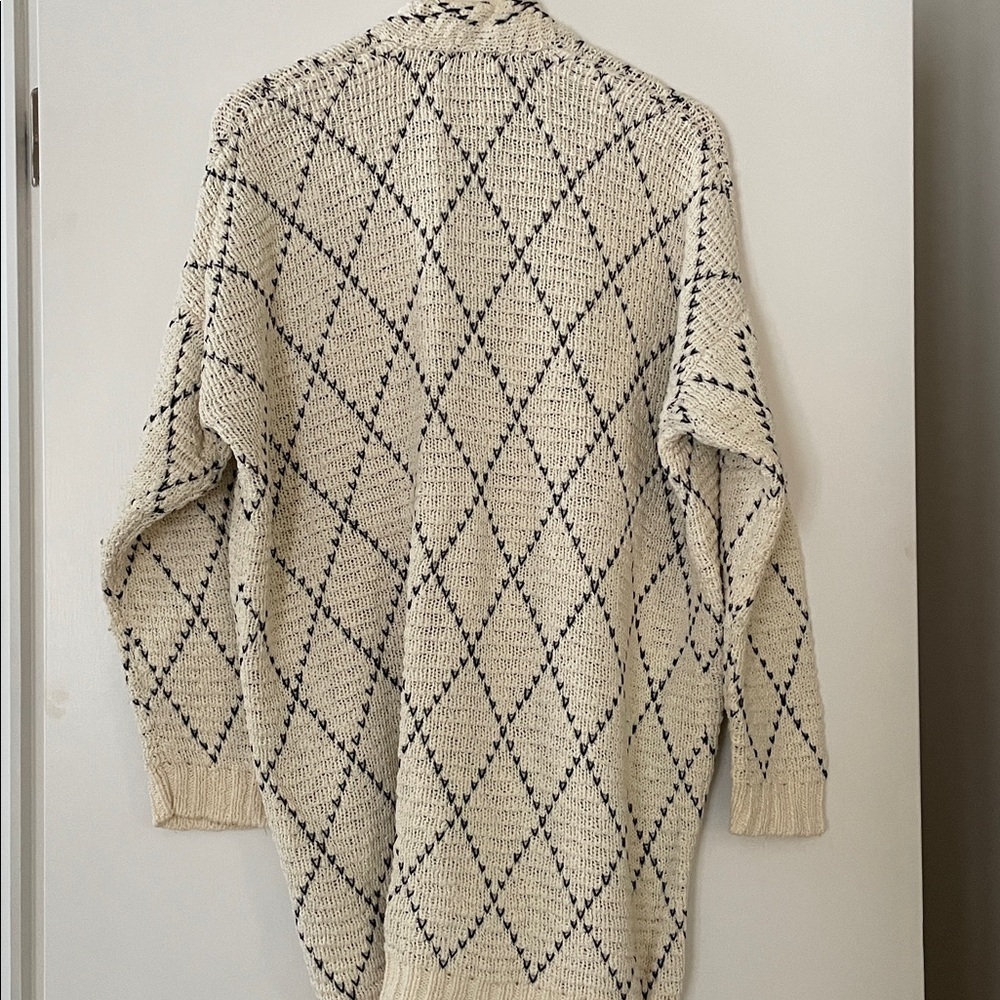 Eileen Fisher Cream and Black Patterned Cardigan - Picture 8 of 8